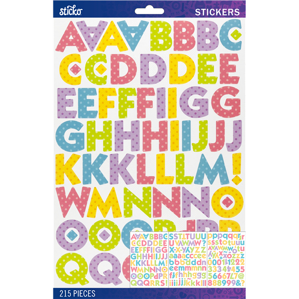 slide 1 of 1, Sticko Stickers Pastel Multi Kable Large Alpha, 215 ct