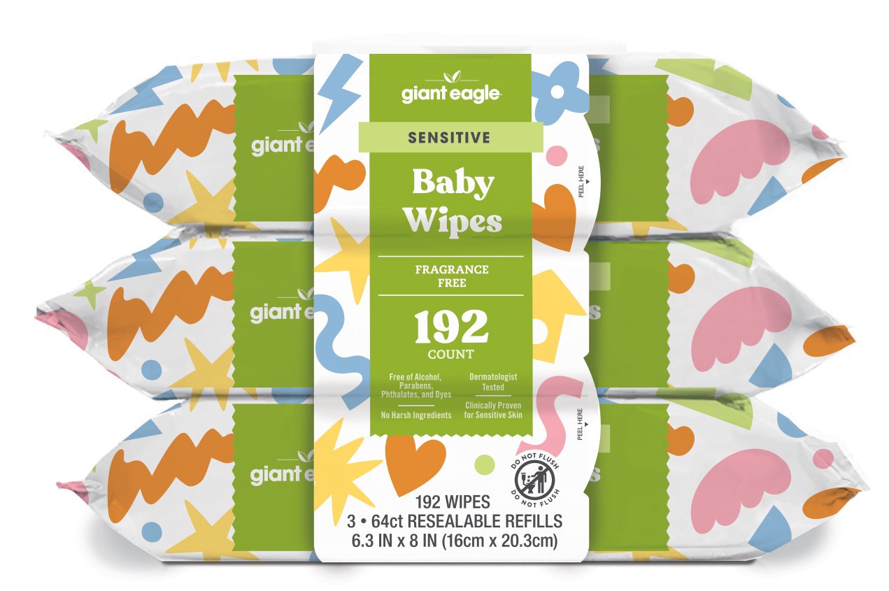 slide 1 of 1, Giant Eagle Sensitive Baby Wipes 192ct, 192 ct