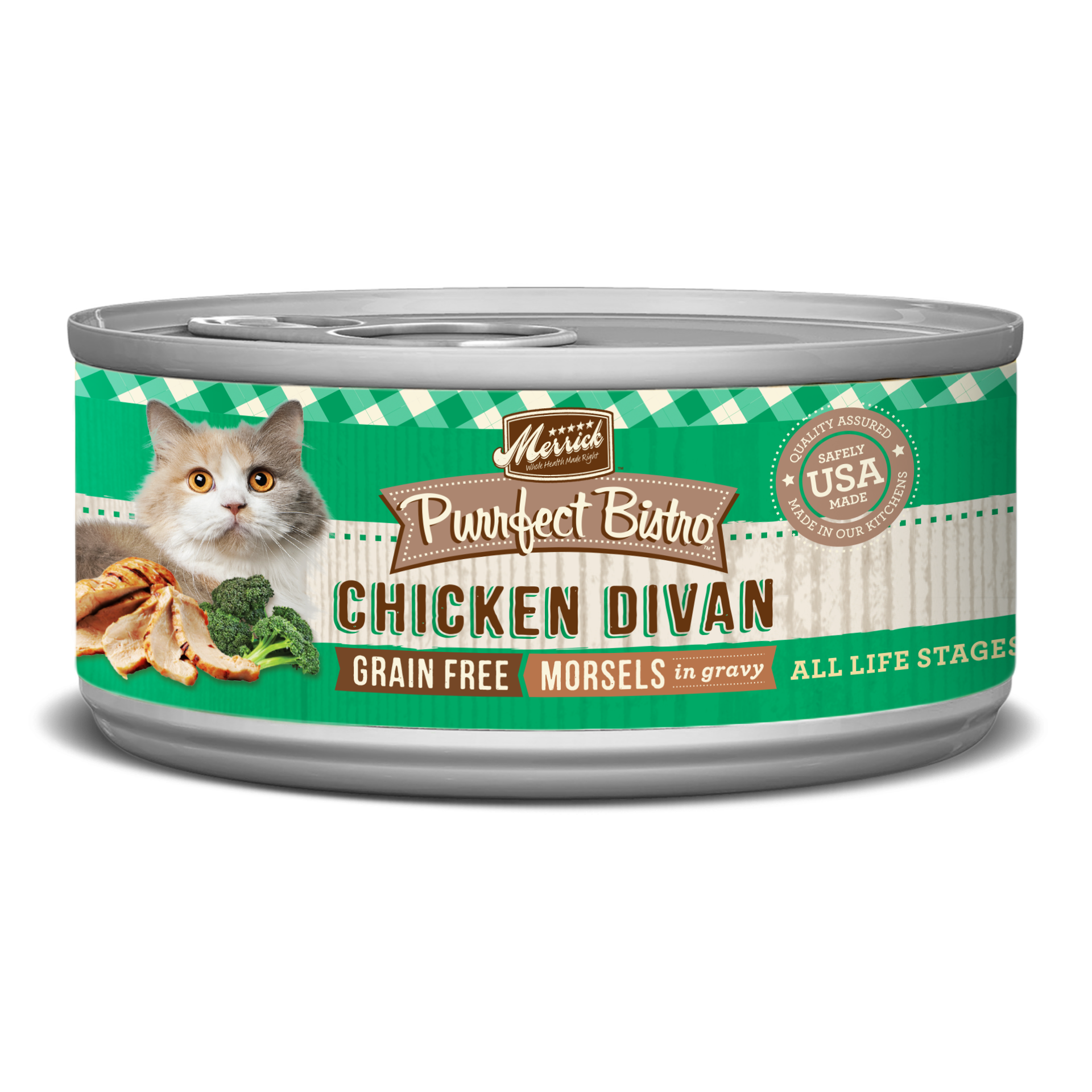 slide 1 of 4, Merrick Purrfect Bistro Grain Free Wet Cat Food Chicken Divan Morsels in Gravy -  5.5 oz Can, 5.5 oz