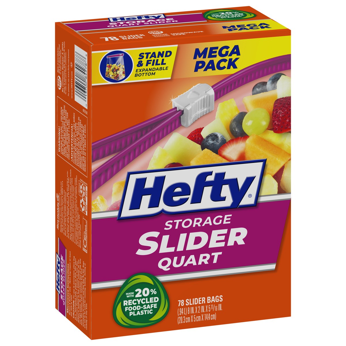 slide 2 of 9, Hefty Quart Storage Slider Bags Mega Pack 78 ea, 78 ct