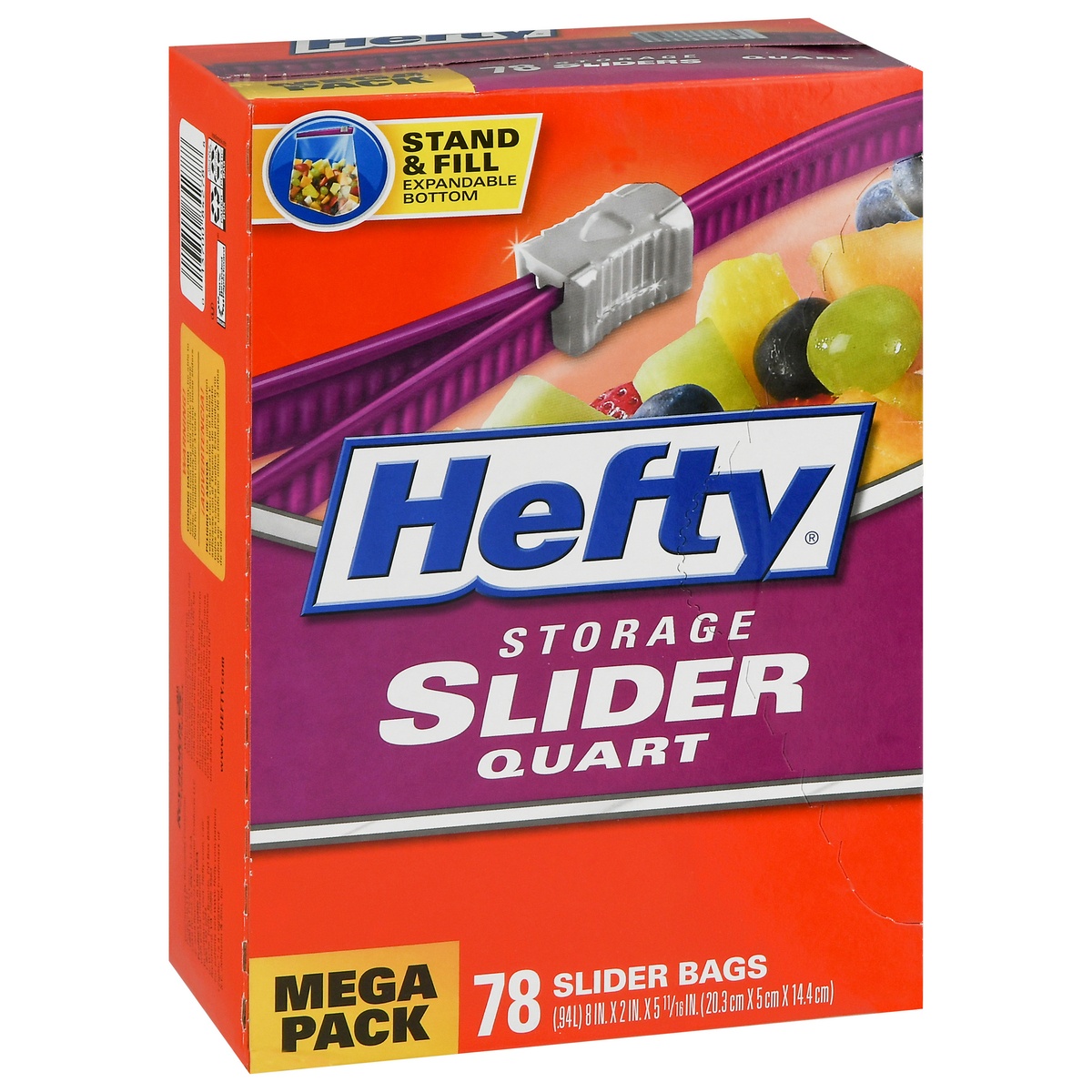 slide 2 of 9, Hefty Quart Size Storage Slider Bags, 78 ct