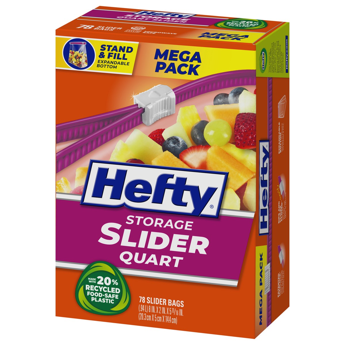 slide 4 of 9, Hefty Quart Storage Slider Bags Mega Pack 78 ea, 78 ct