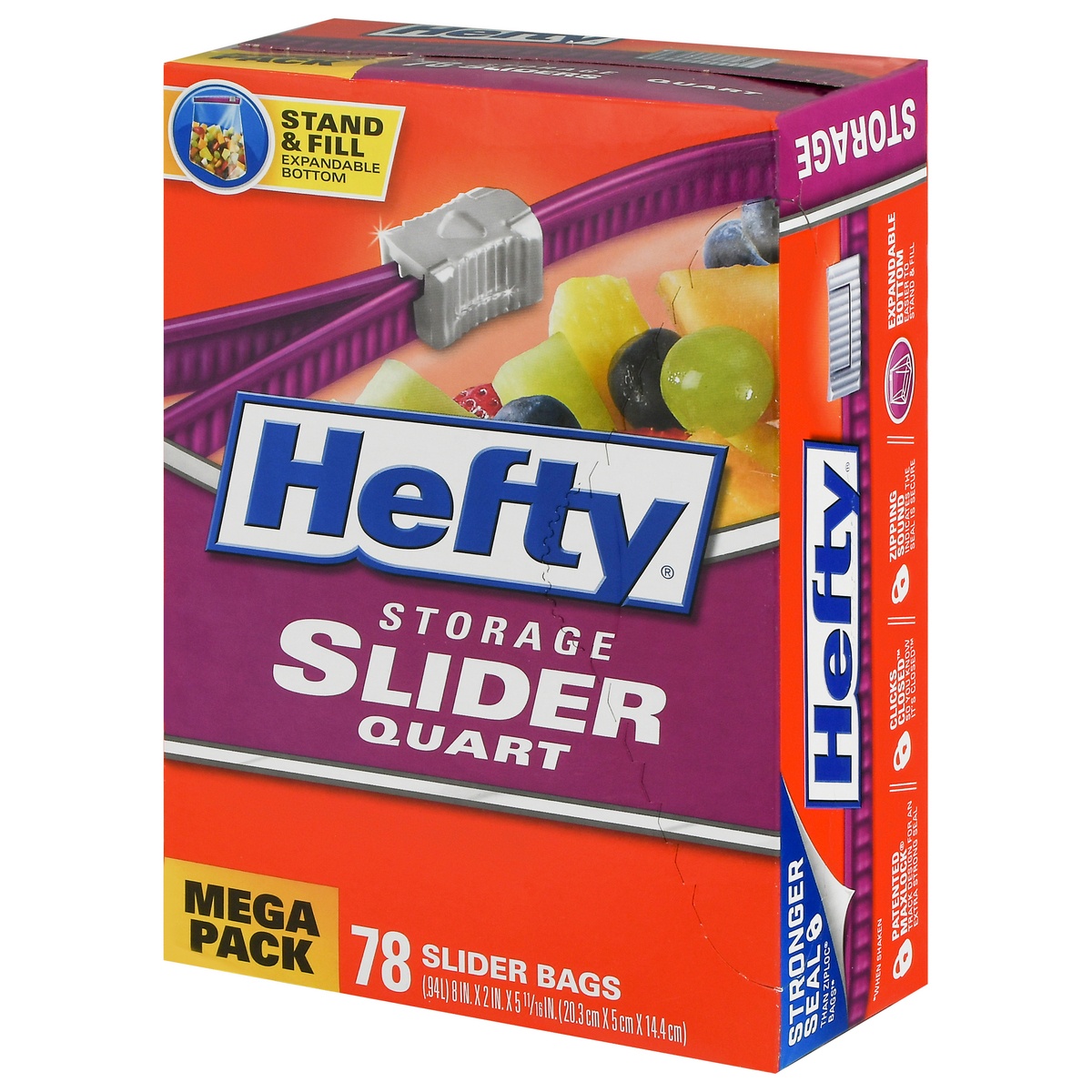 slide 3 of 9, Hefty Quart Size Storage Slider Bags, 78 ct