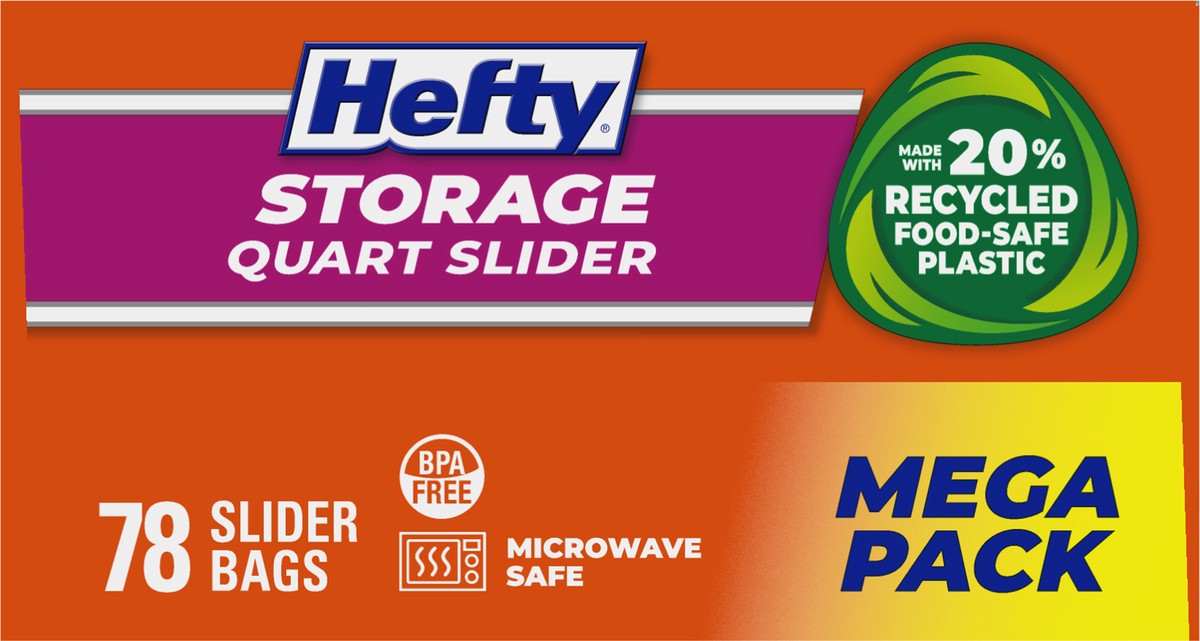 slide 5 of 9, Hefty Quart Storage Slider Bags Mega Pack 78 ea, 78 ct