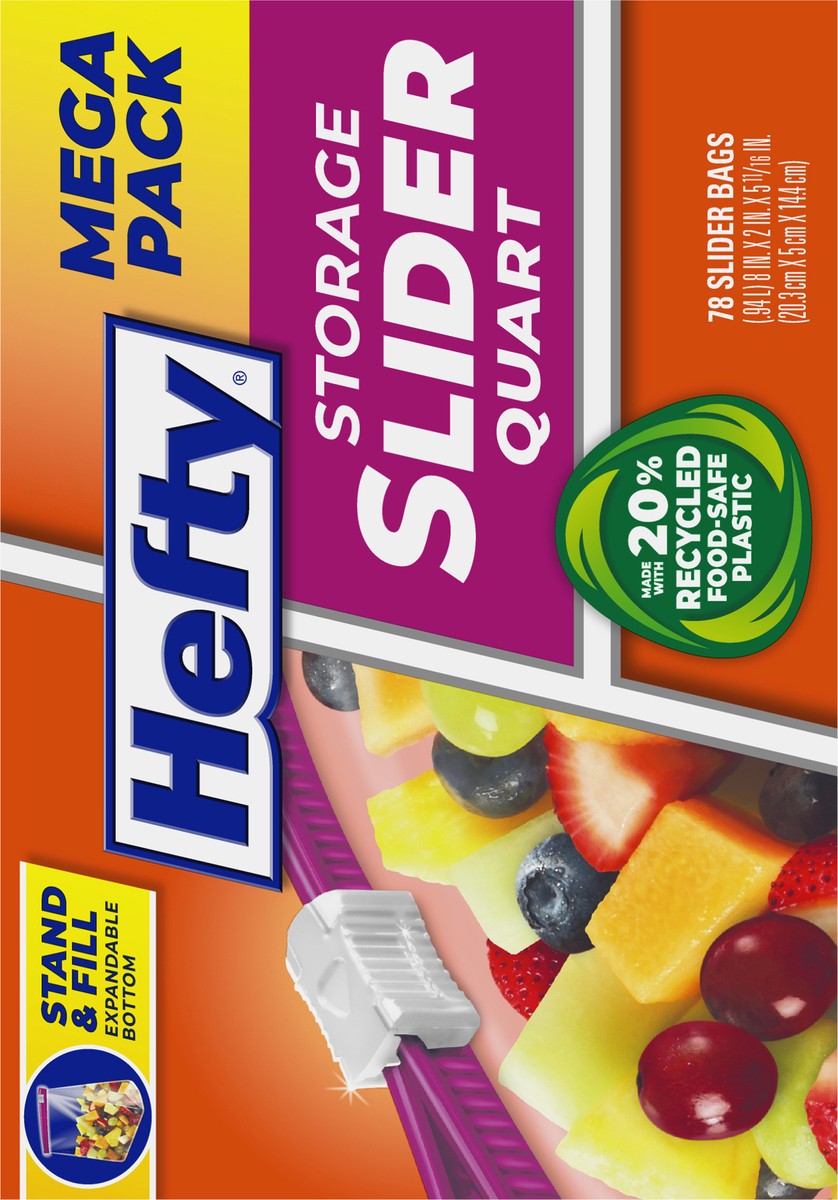 slide 3 of 9, Hefty Quart Storage Slider Bags Mega Pack 78 ea, 78 ct