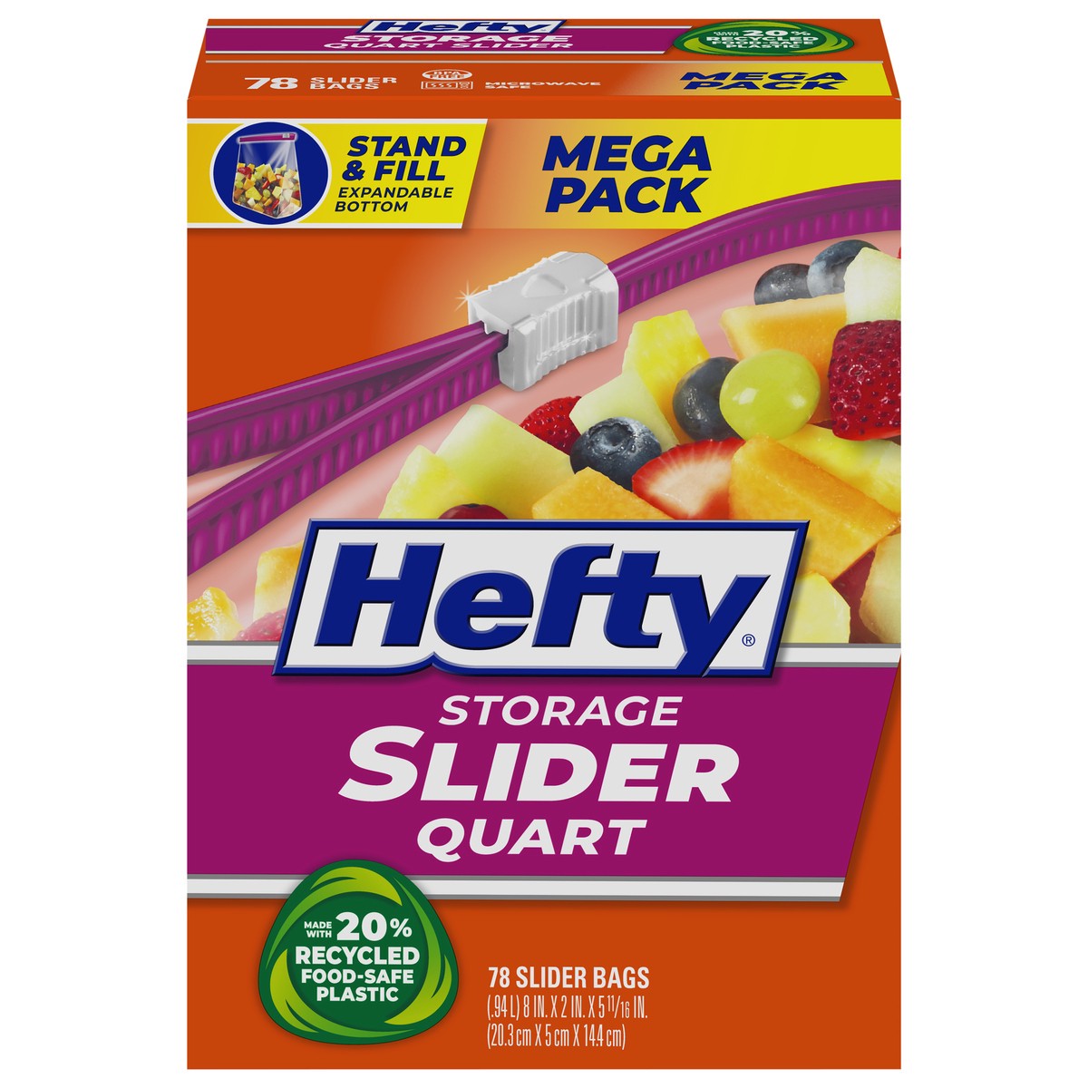 slide 9 of 9, Hefty Quart Storage Slider Bags Mega Pack 78 ea, 78 ct