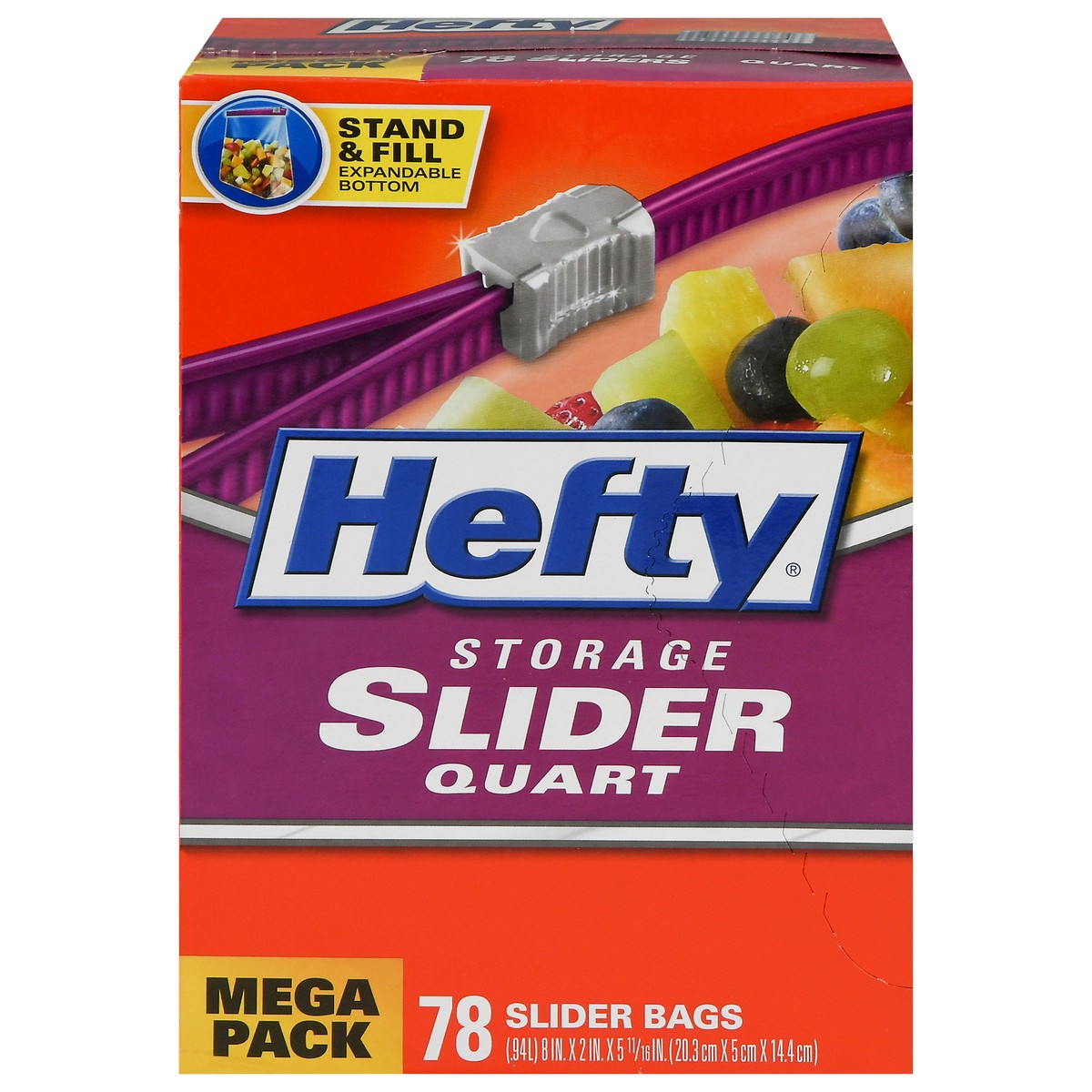 slide 1 of 9, Hefty Quart Size Storage Slider Bags, 78 ct