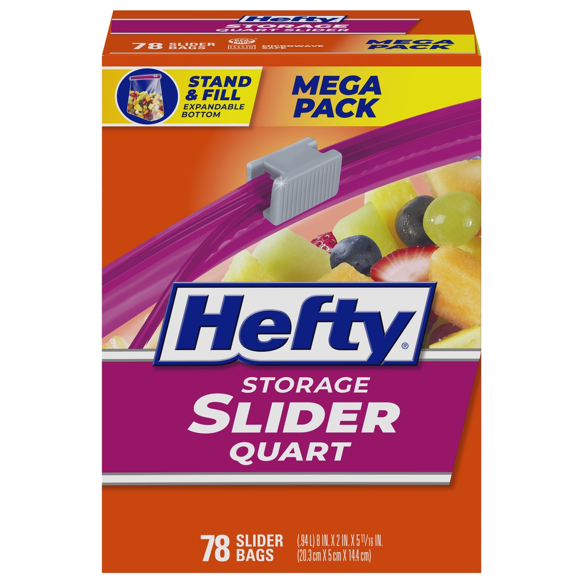 slide 1 of 9, Hefty Quart Storage Slider Bags Mega Pack 78 ea, 78 ct