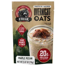 Kodiak Cakes Overnight Oats, Maple Pecan, 2.47 oz Pouch