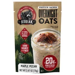 Kodiak Cakes Overnight Oats, Maple Pecan, 2.47 oz Pouch