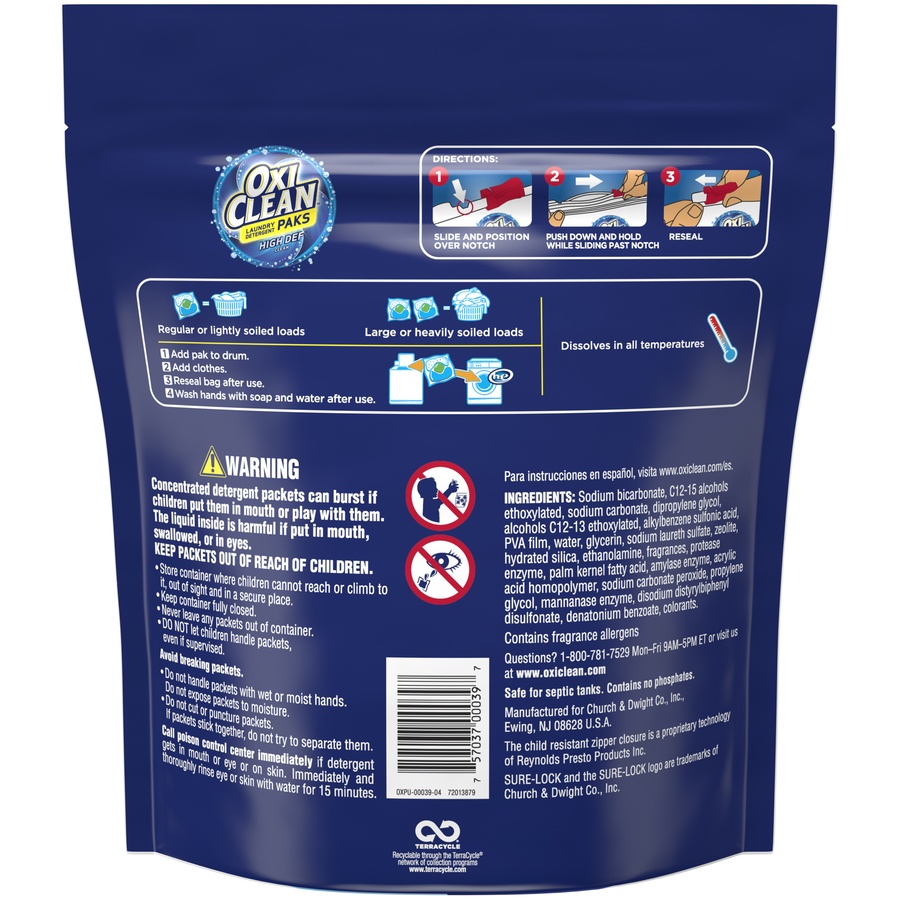 slide 4 of 4, Oxi-Clean HD Sparkling Fresh Scent Laundry Detergent, 27 ct