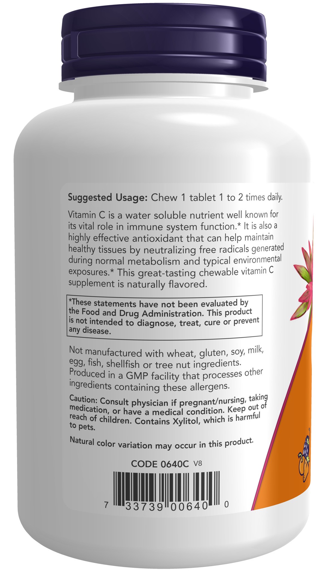 slide 2 of 4, NOW Vitamin C-500 Cherry Chewable - 100 Tablets, 100 ct