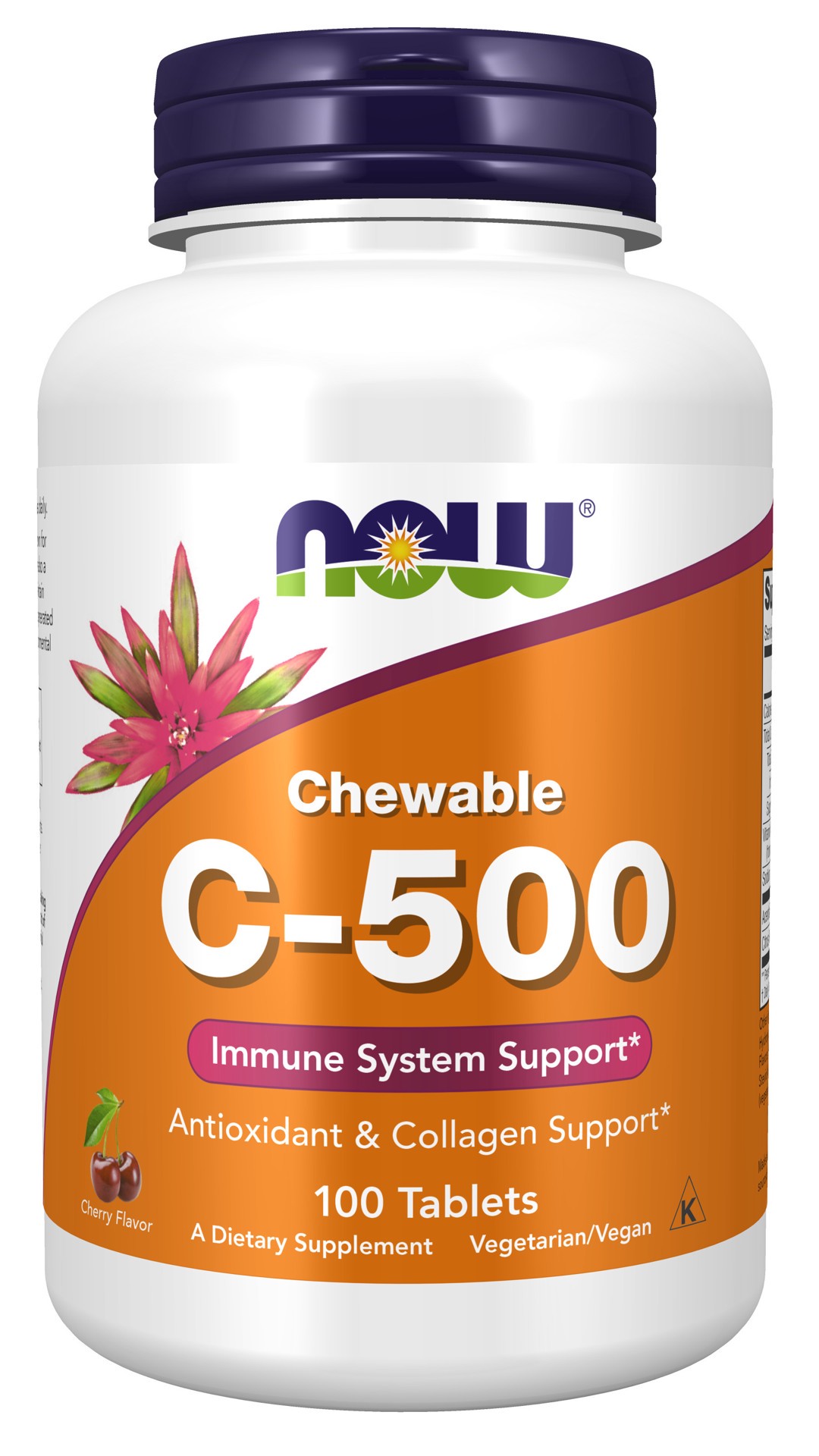 slide 1 of 4, NOW Vitamin C-500 Cherry Chewable - 100 Tablets, 100 ct