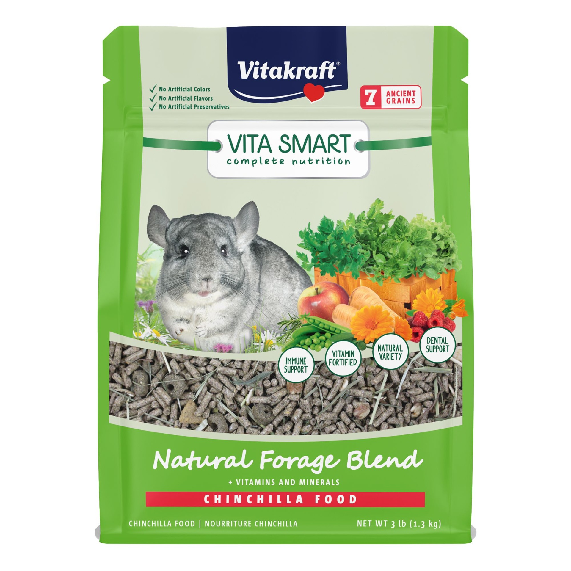 slide 1 of 1, Vitakraft Vita Smart Complete Nutrition Natural Forage Blend Chinchilla Food, 3 lb