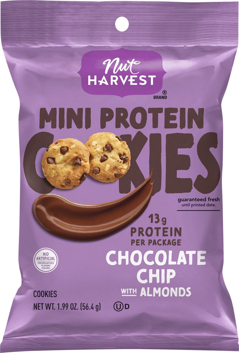 slide 2 of 8, Nut harvest Mini Protein Cookies Chocolate Chip With Almonds 1.99 Oz, 1.99 oz