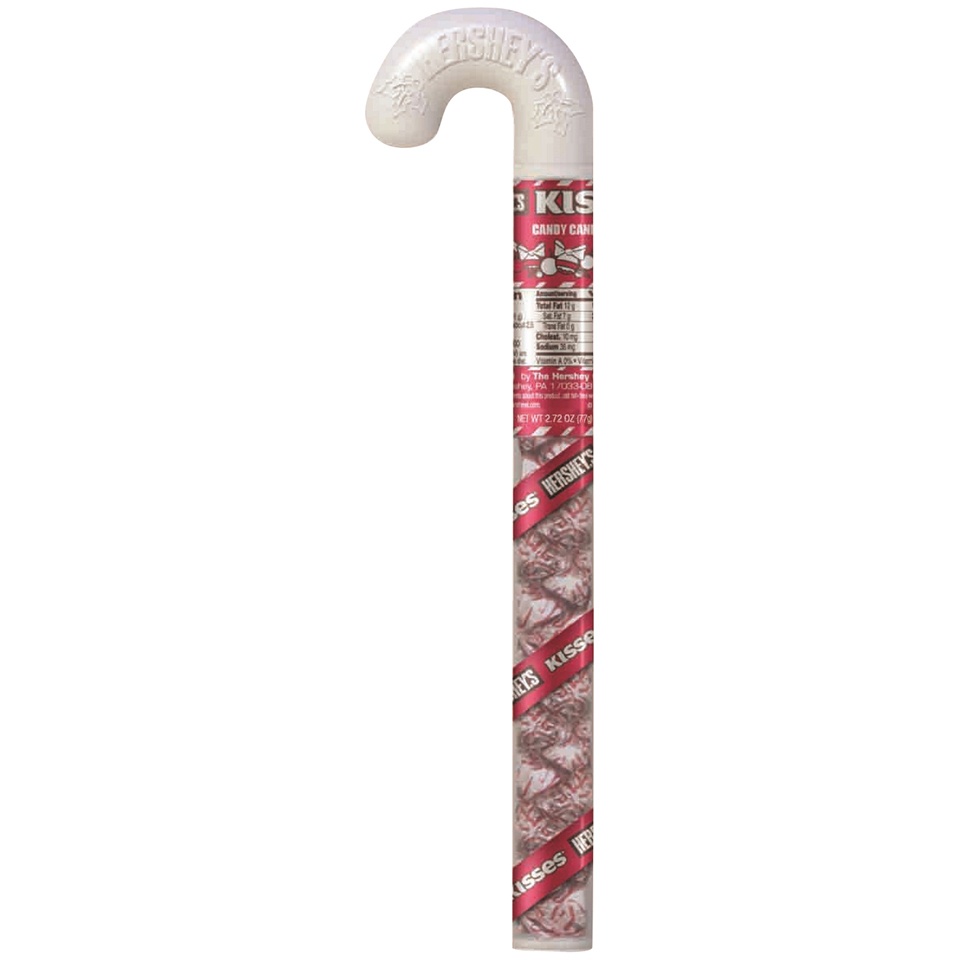 slide 1 of 3, Kisses Holiday Candy Cane Mint Candies Filled Cane, 2.7 oz