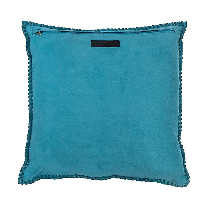 slide 2 of 3, Divine Home Whipstitch Suede Square Throw Pillow - Teal, 1 ct