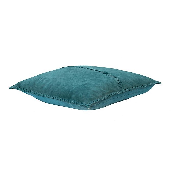 slide 3 of 3, Divine Home Whipstitch Suede Square Throw Pillow - Teal, 1 ct