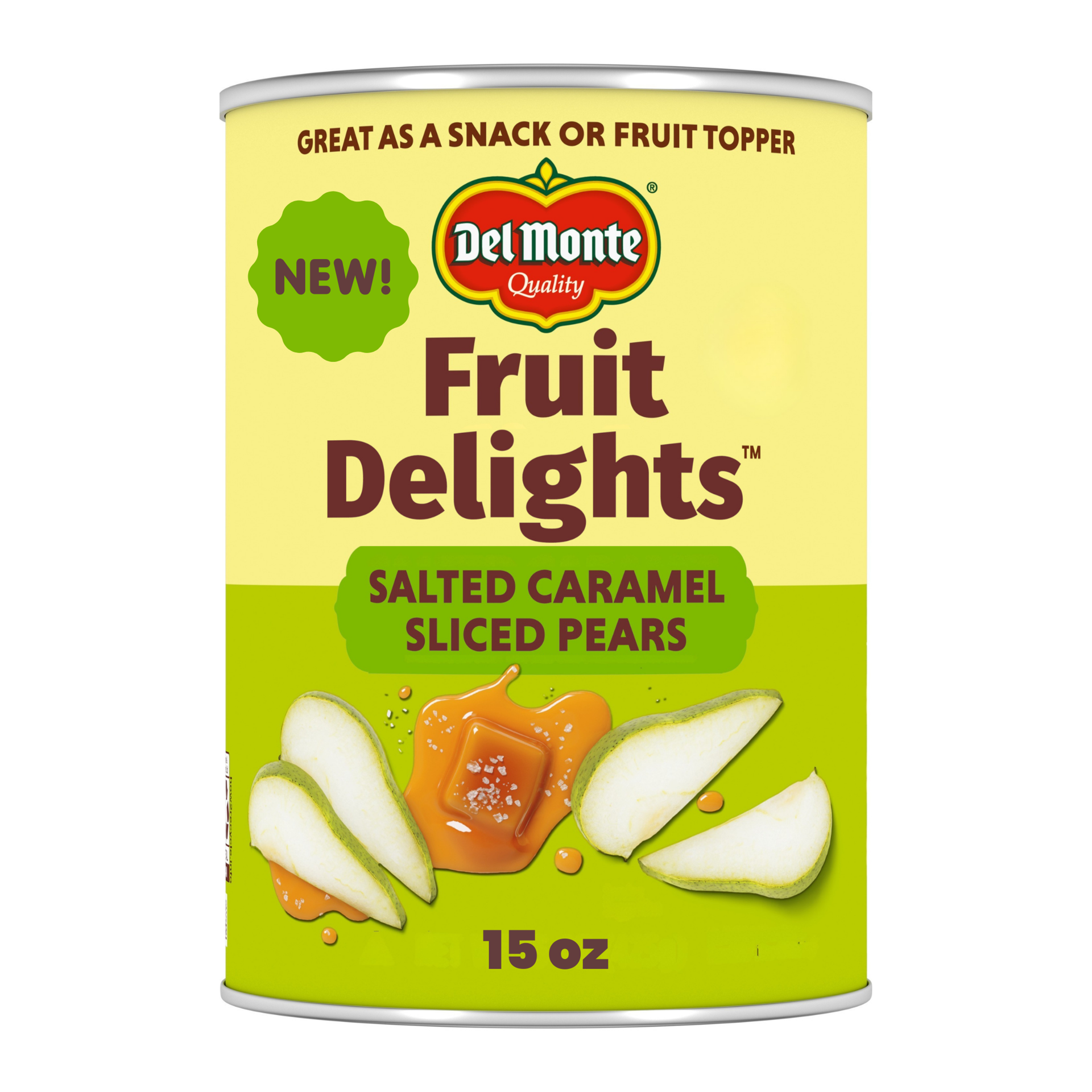 slide 1 of 5, Del Monte Fruit Delights Salted Caramel Sliced Pears in Extra Light Syrup 15 oz, 15 oz