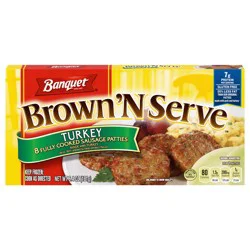 Banquet Brown 'N Serve Fully Cooked Turkey Sausage Patties 8 ea
