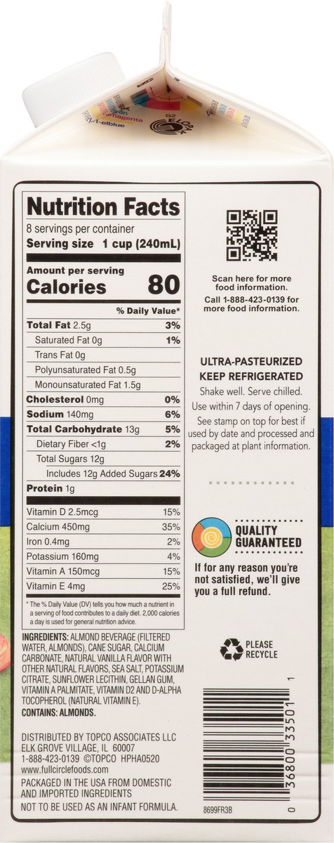 slide 7 of 14, Full Circle Market Full Circle Vanilla Almond Milk, 64 oz