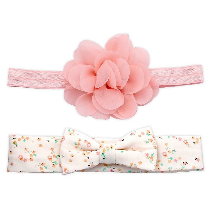 slide 1 of 1, Khristie Flower and Bow Headbands - Pink, 2 ct