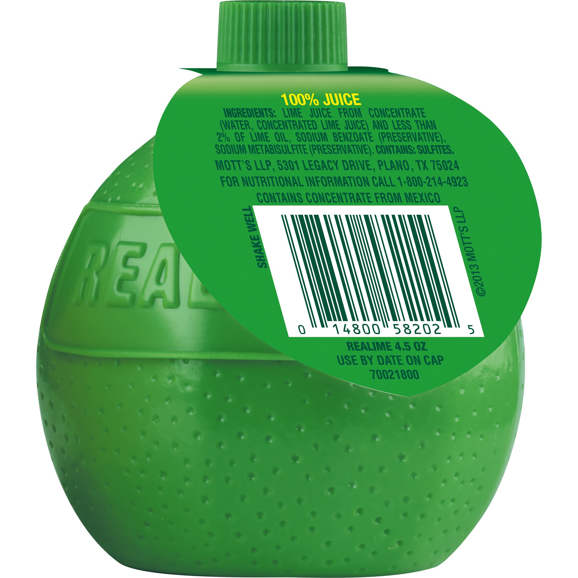 slide 2 of 2, ReaLime 100% Lime Juice, 4.5 fl oz bottle, 4.50 fl oz