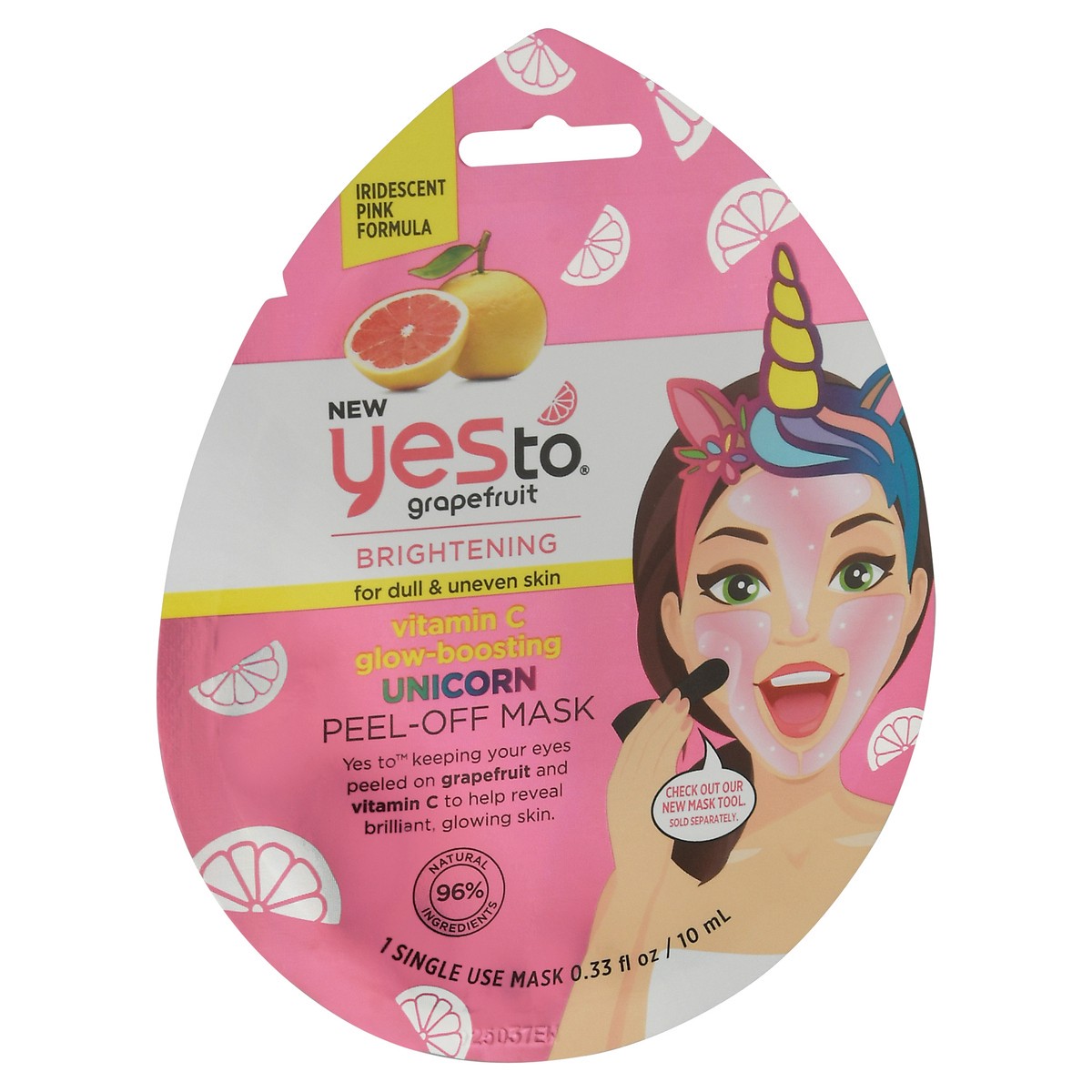 slide 2 of 9, Yes to Grapefruit Brightening Unicorn Peel-Off Mask 1 ea, 0.33 fl oz