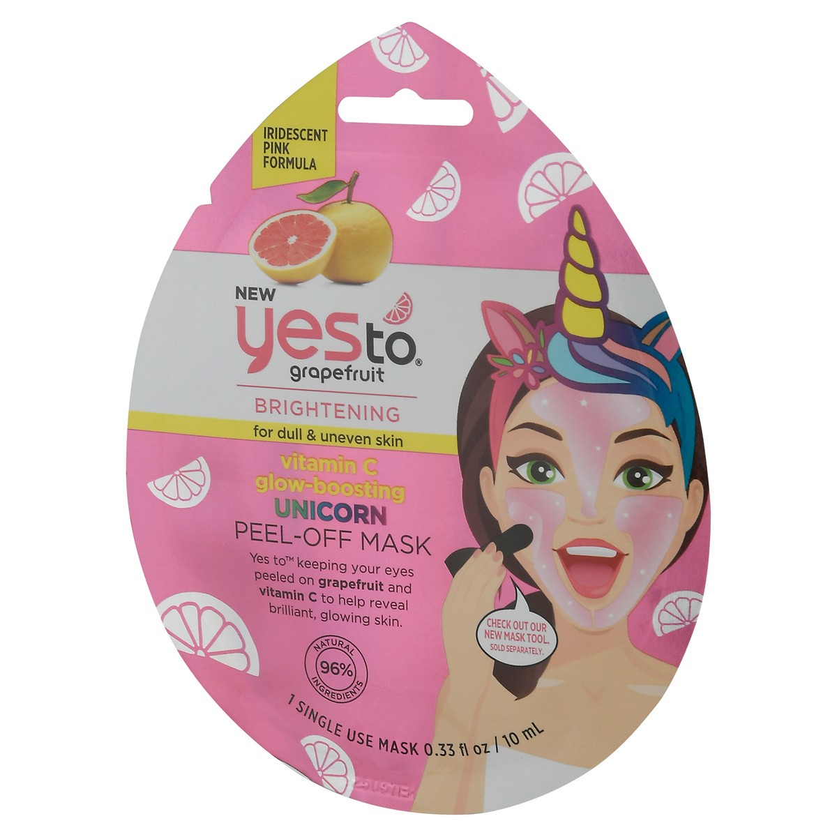 slide 3 of 9, Yes to Grapefruit Brightening Unicorn Peel-Off Mask 1 ea, 0.33 fl oz