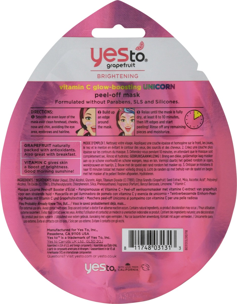 slide 5 of 9, Yes to Vitamin C Glow Boosting Unicorn Peel Off Mask, 0.33 fl oz
