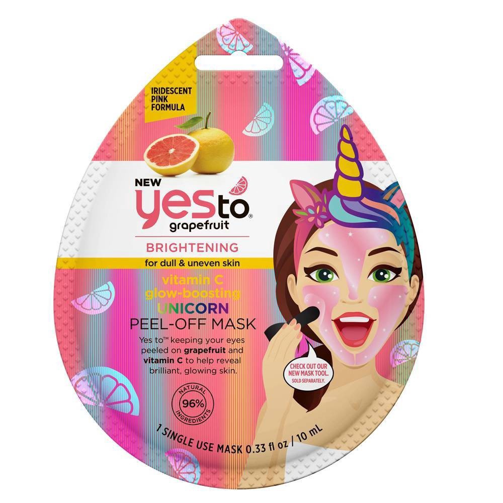 slide 1 of 9, Yes to Grapefruit Brightening Unicorn Peel-Off Mask 1 ea, 0.33 fl oz