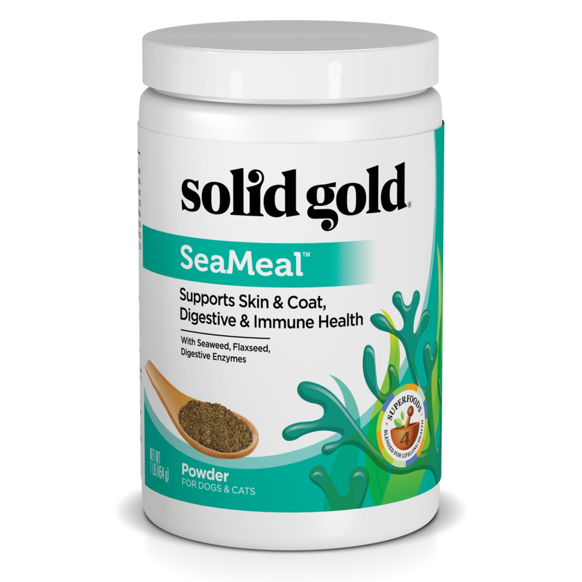 slide 1 of 1, Solid Gold SeaMeal Powder for Skin & Coat, Digestive & Immune Health For Dogs & Cats, 1 lb