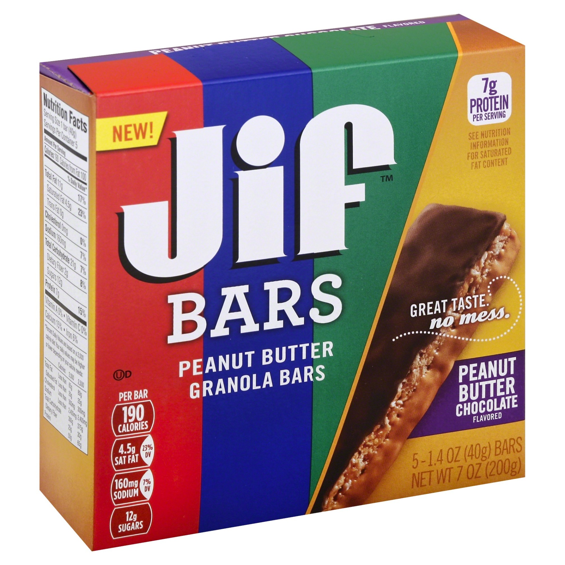 slide 1 of 1, Jif Peanut Butter Chocolate Granola Bars, 7 oz