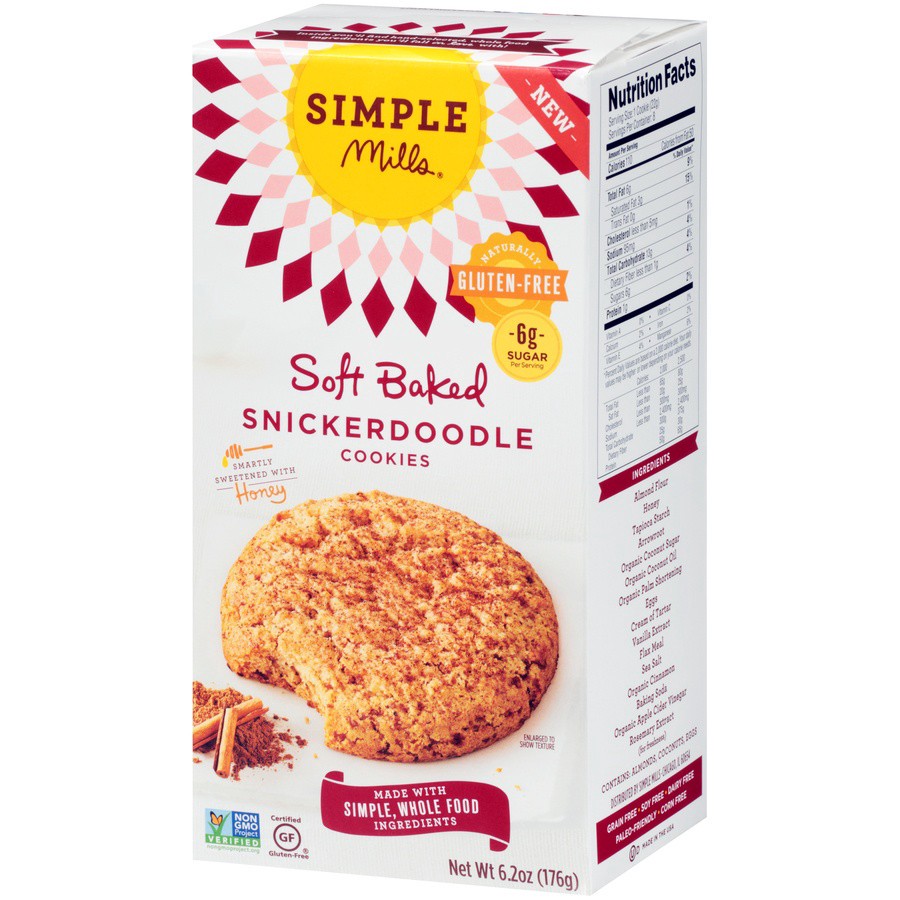 slide 8 of 8, Simple Mills Cookies Soft Baked Snickerdoodle, 1 ct