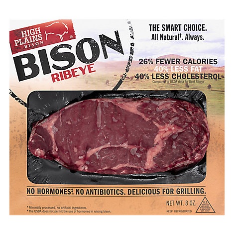 slide 1 of 1, High Plains Bison Ribeye Steak, 8 oz