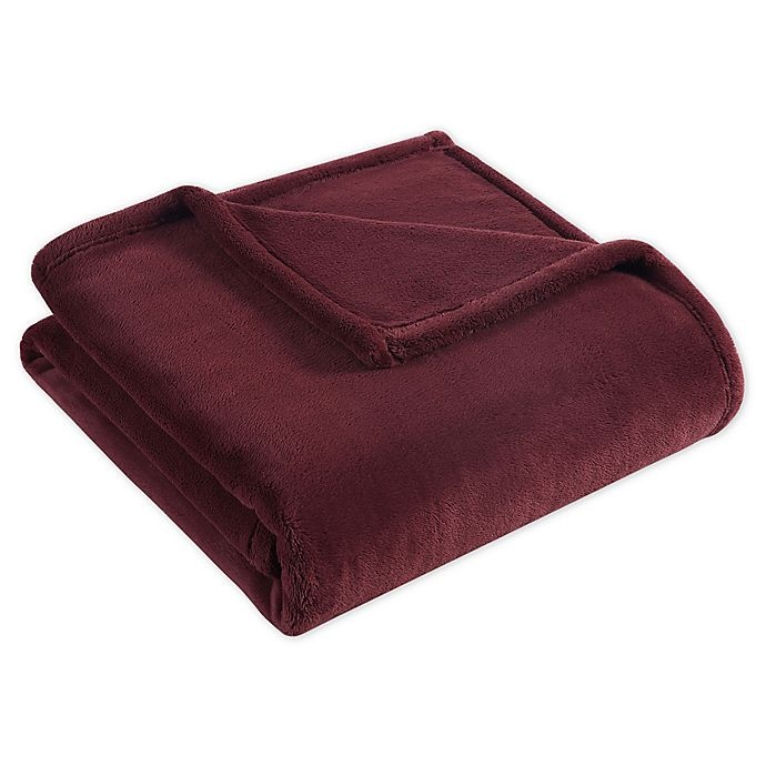 slide 1 of 2, Morgan Home Purely Soft Plush Throw Blanket - Cabernet, 1 ct