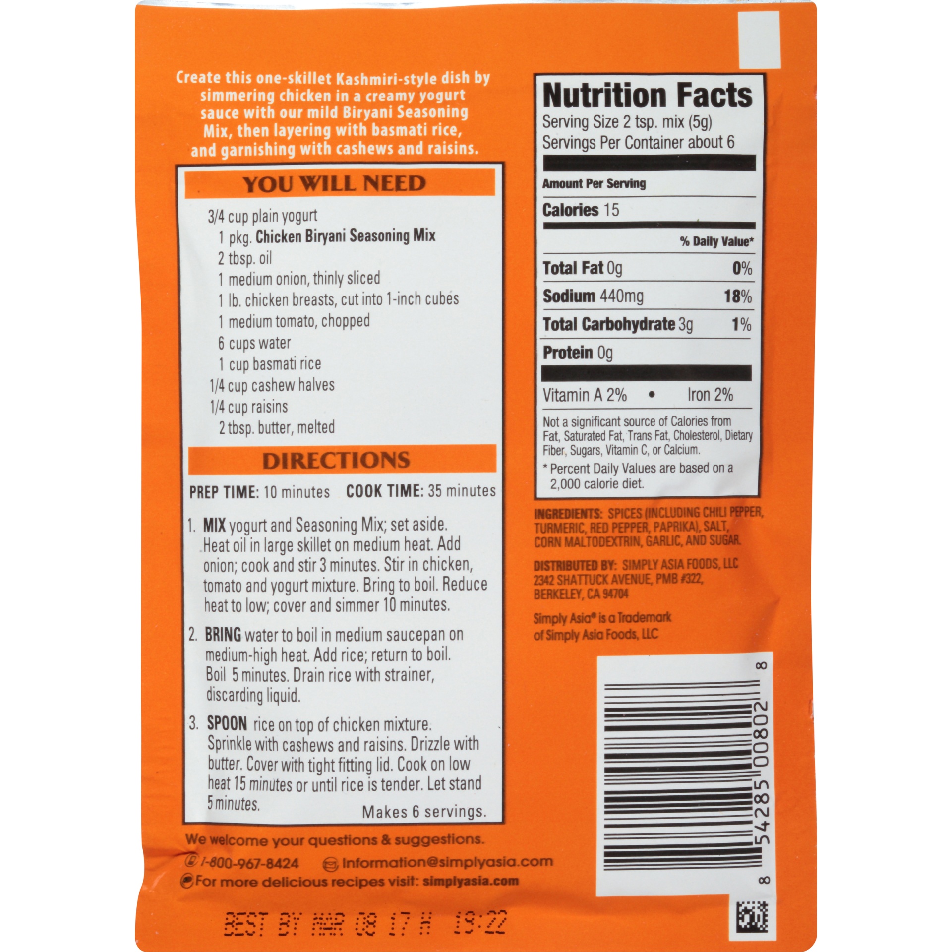 Simply Asia Indian Essentials Chicken Biryani Seasoning Mix 1.1 oz Shipt