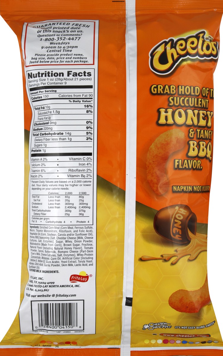 slide 6 of 6, Cheetos Cheese Flavored Snacks, Honey BBQ, 1 ct