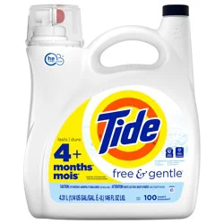 Tide Free & Gentle Liquid Laundry Detergent, 100 loads 146 fl oz, HE Compatible