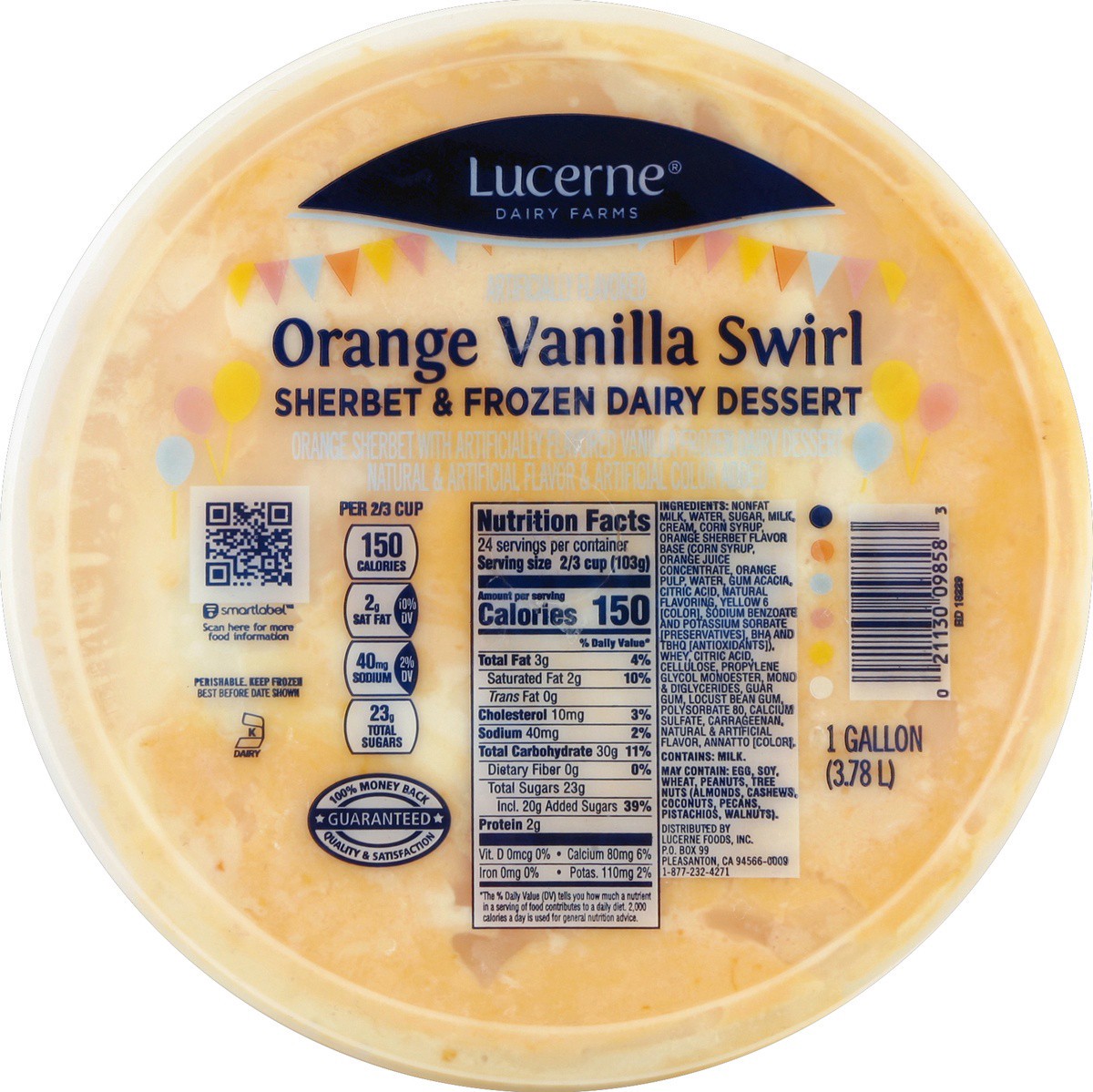 slide 3 of 3, Lucerne Dairy Farms Orange Worange Vanilla Swirl Reduced Fat, 1 gal