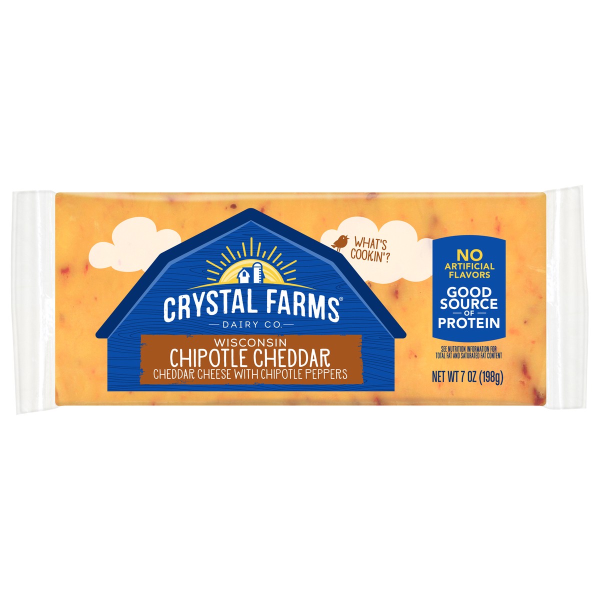 slide 1 of 6, Crystal Farms Wisconsin Chipotle Cheddar Cheese Block, 7 oz, 7 oz