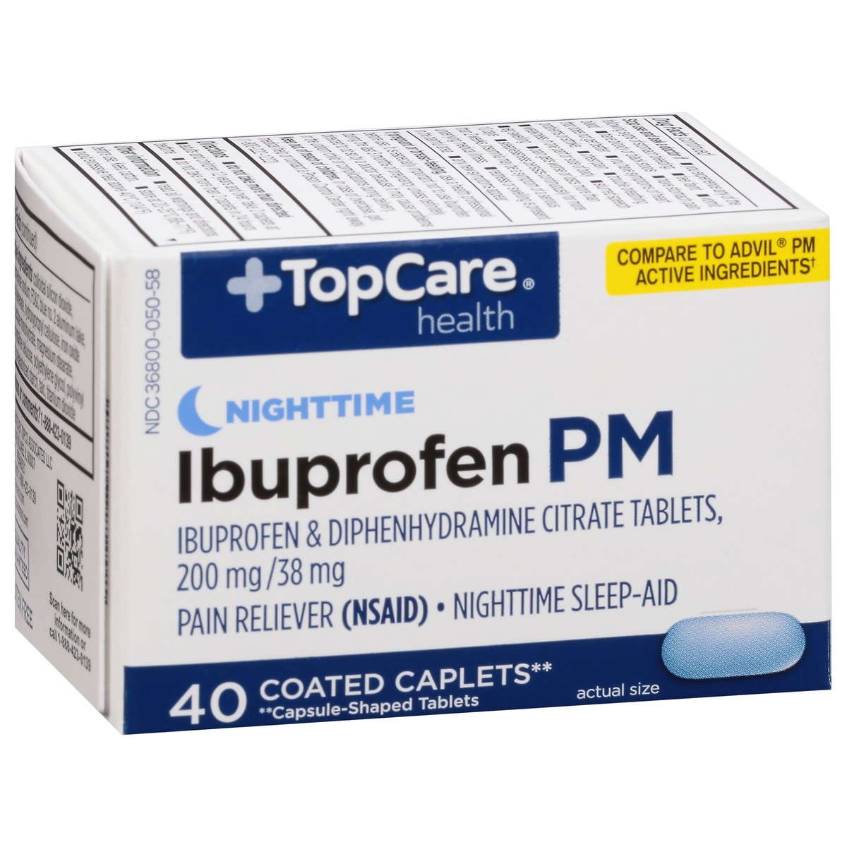 slide 9 of 9, TopCare Top Care Ibuprofen Pm Coated Caplets, 40 ct