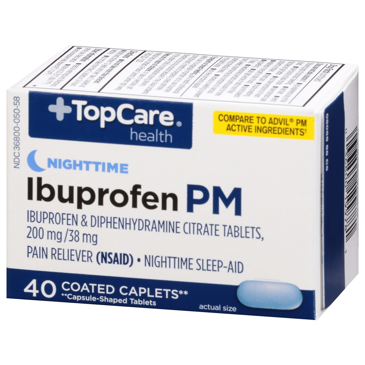 slide 8 of 9, TopCare Top Care Ibuprofen Pm Coated Caplets, 40 ct