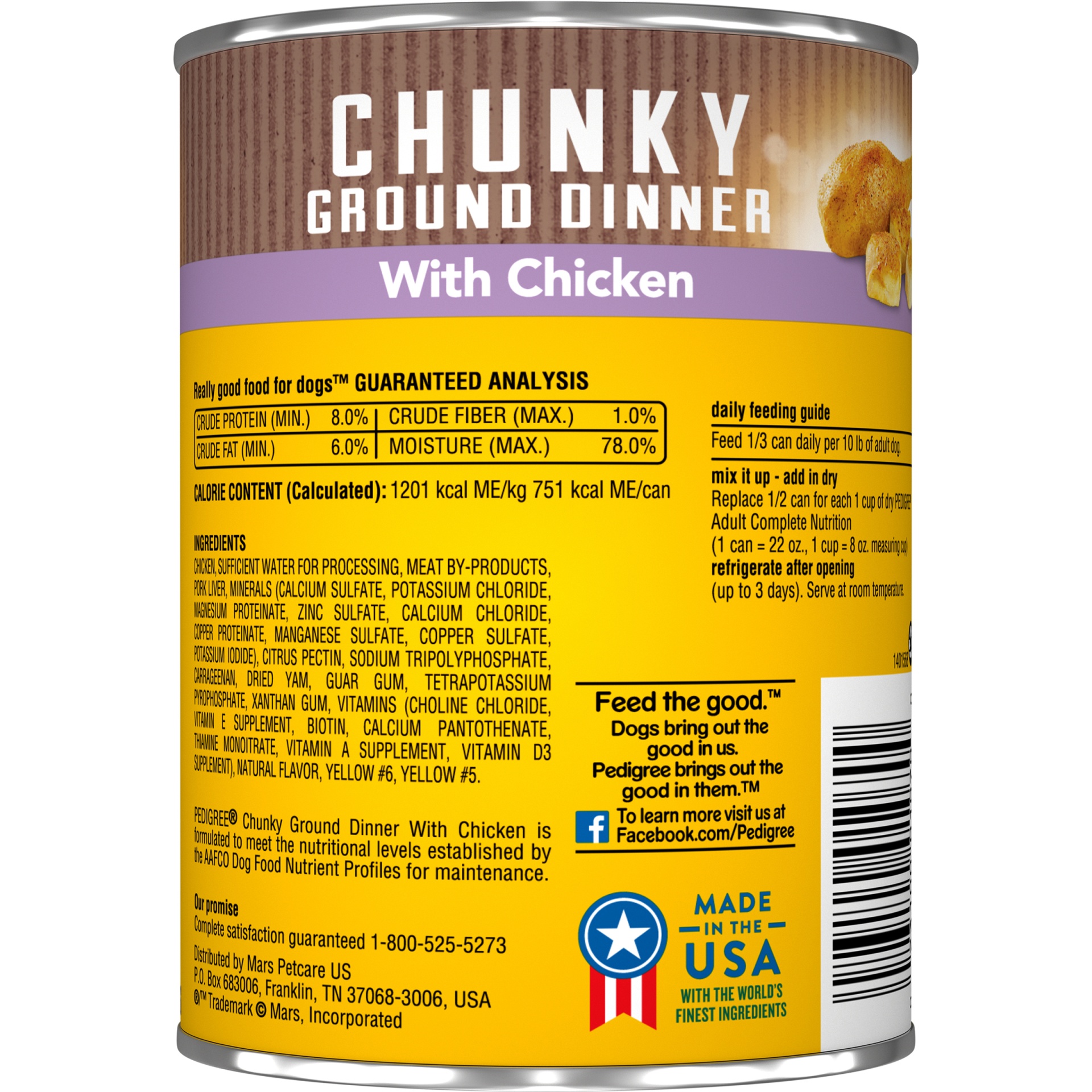 slide 4 of 7, Pedigree Chunky Ground Dinner With Chicken Wet Dog Food, 22 oz