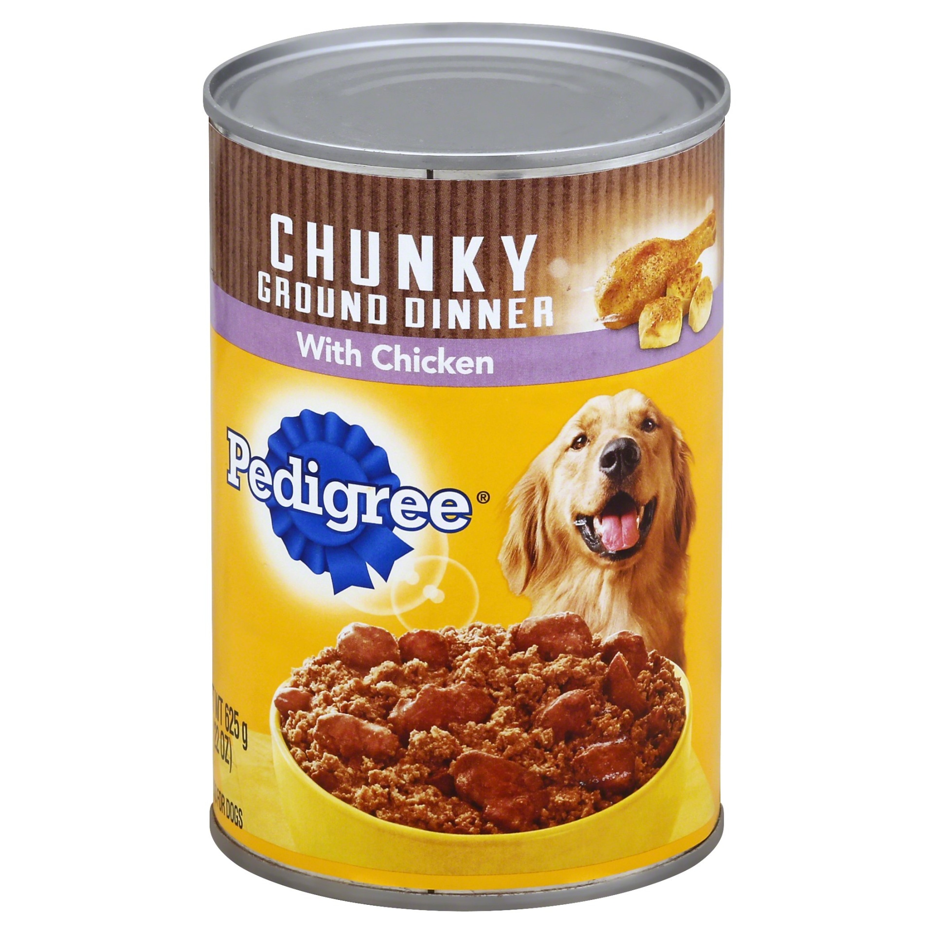 slide 1 of 7, Pedigree Chunky Ground Dinner With Chicken Wet Dog Food, 22 oz