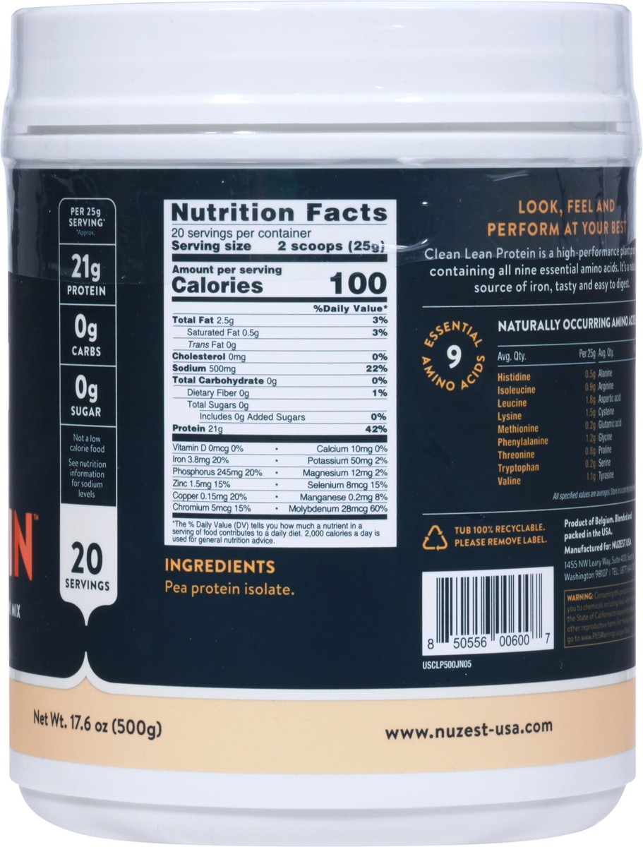 slide 7 of 14, Nuzest Clean Lean Protein Premium Pea Protein Drink Mix 17.6 oz, 17.6 oz