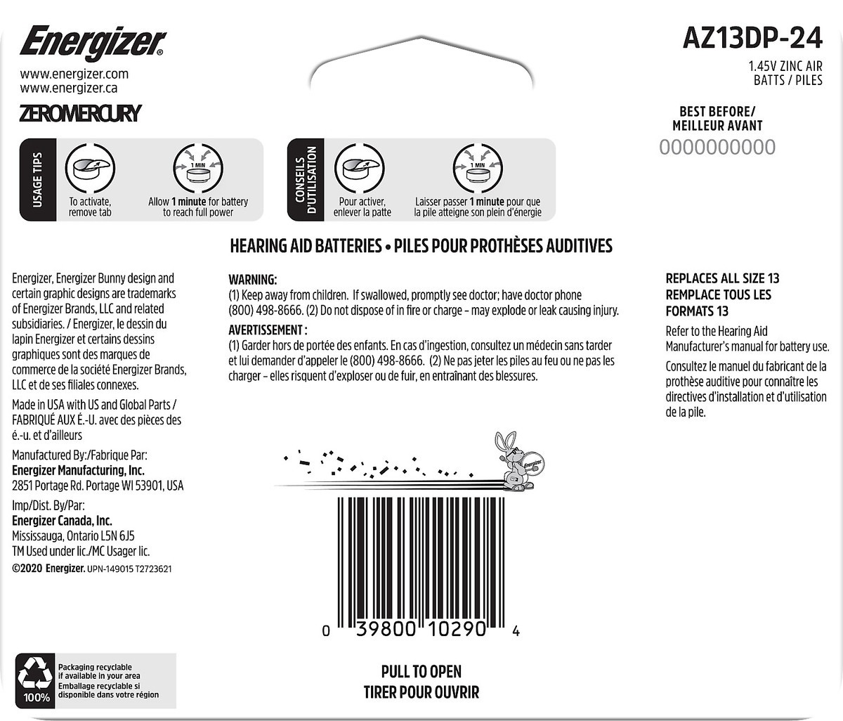 slide 2 of 3, Energizer EZ TURN & LOCK Size 13 24-Pack, 24 ct