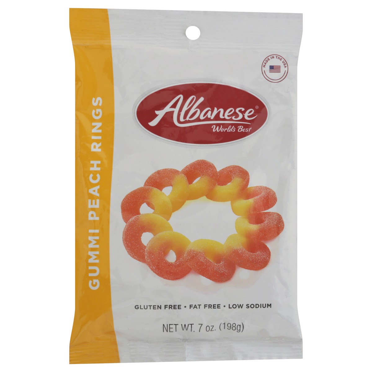 slide 12 of 13, Albanese World's Best Gummi Peach Rings 7 oz, 7 oz