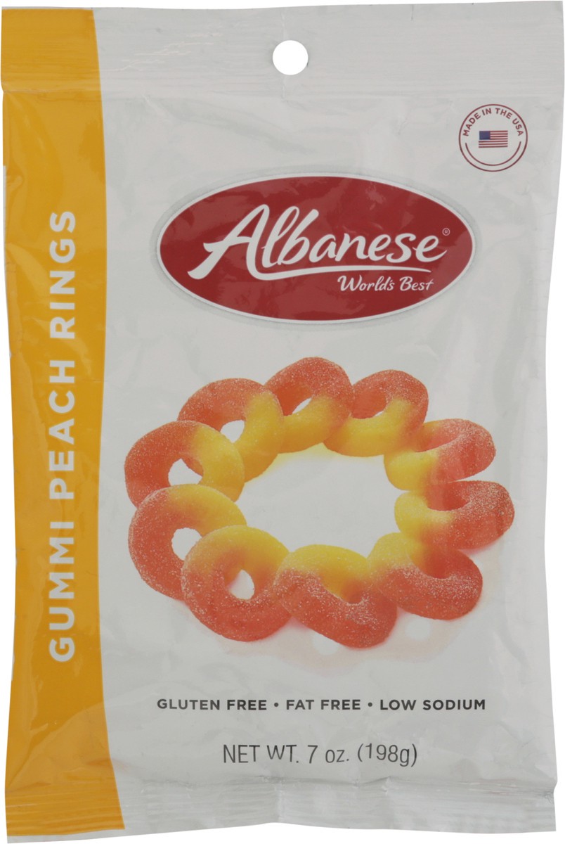 slide 4 of 13, Albanese World's Best Gummi Peach Rings 7 oz, 7 oz