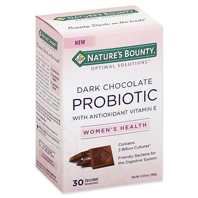 slide 1 of 1, Nature's Bounty Women's Health Dark Chocolate Probiotic With Antioxidant Vitamin E Decadent Pieces, 30 ct